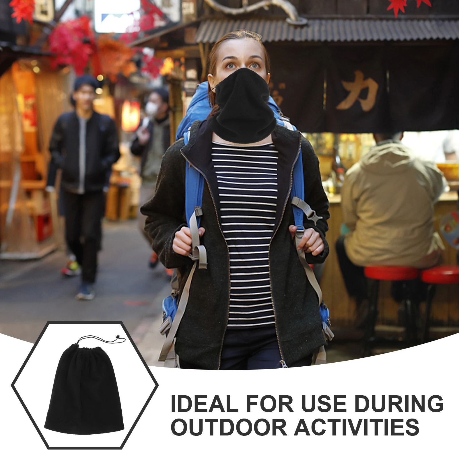 

4 Pcs Black Winter Warm Hat Neck Warmer Windproof Face Mask Scarf Polar Fleece Sports Multi functional Anti cold Toy