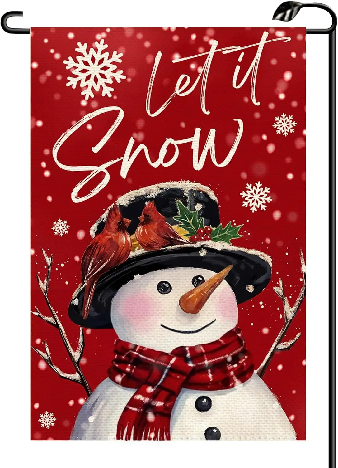 Snowman Let It Snow Garden Flag 12x18 Inch Vertical Double Sided Winter Christmas Snowflakes Small Flags Farmhouse Outside Decor