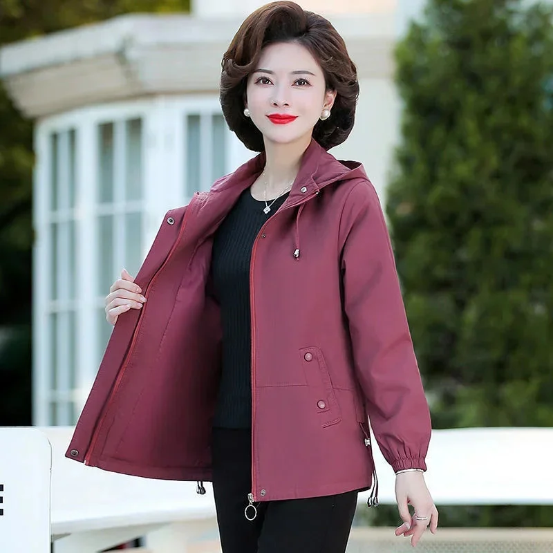 

2026 New Autumn Trench Coat Women Korean Middle-aged and elderly Loose Overcoat Windbreaker Female Outerwear Tops
