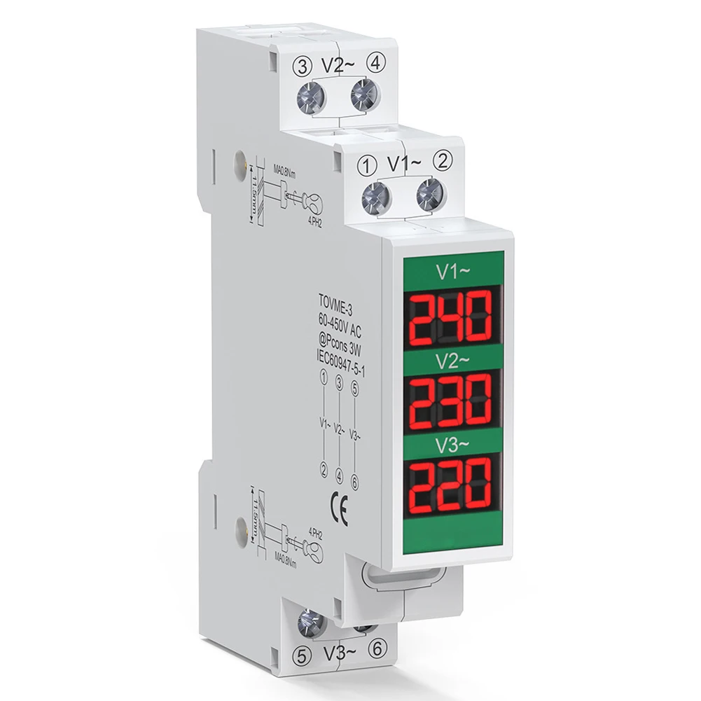 

User Friendly Smart Digital Voltmeter for Multi Device Monitoring Suitable for DIN Rail Applications AC80 500V Voltage Range