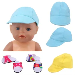 Boné de beisebol para Born Baby Doll, American Doll, Nossa Geração Brinquedos, Acessórios Chinelos, 43cm, 18 pol, Presentes para Crianças