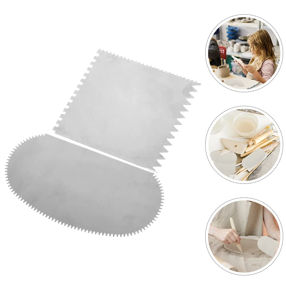 2 Pcs Stainless Steel Scraper Clay Modeling Pottery Sculpting Scrapers Ceramic Carving Tools Other Supplies