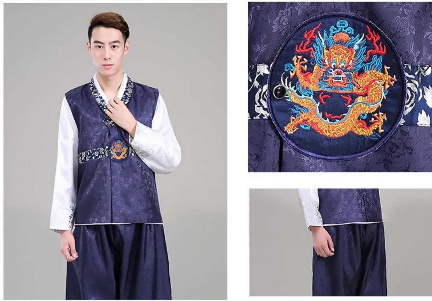 Hanbok Men's Koreans Costumes Men's Traditional Korean Court Costumes Jang-geum Folk dance Performance Costumes