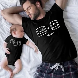 New Copy Paste Family Matching Shirts Look Father and Baby Tshirts Ctrl C Ctrl V Print Daddy Daughter Outfits Father's Day Gifts