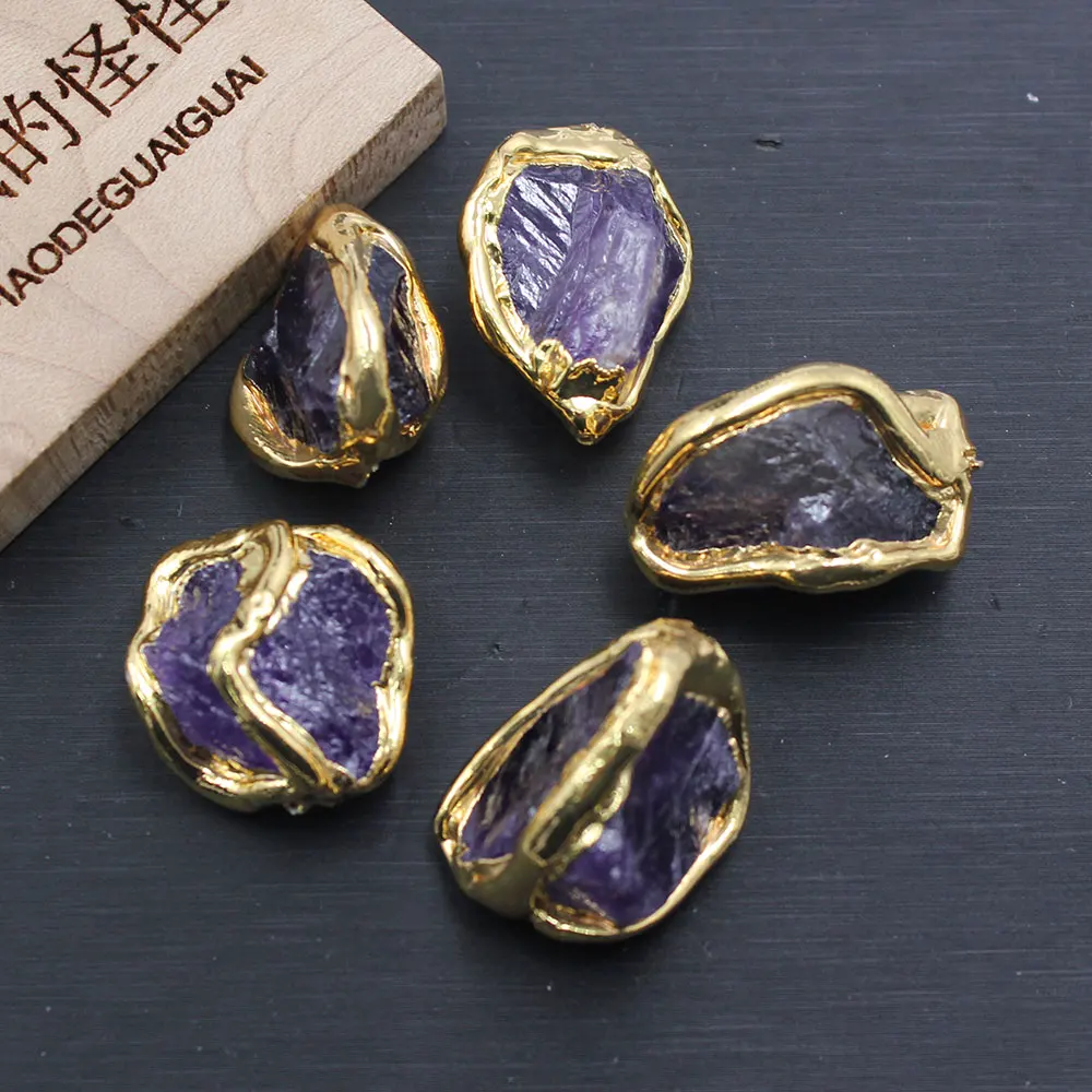 

APDGG 5Pcs Natural Purple Amethyst Quartz Nugget Gems Freedom Beads For Pearl Necklace Pendant Jewelry DIY