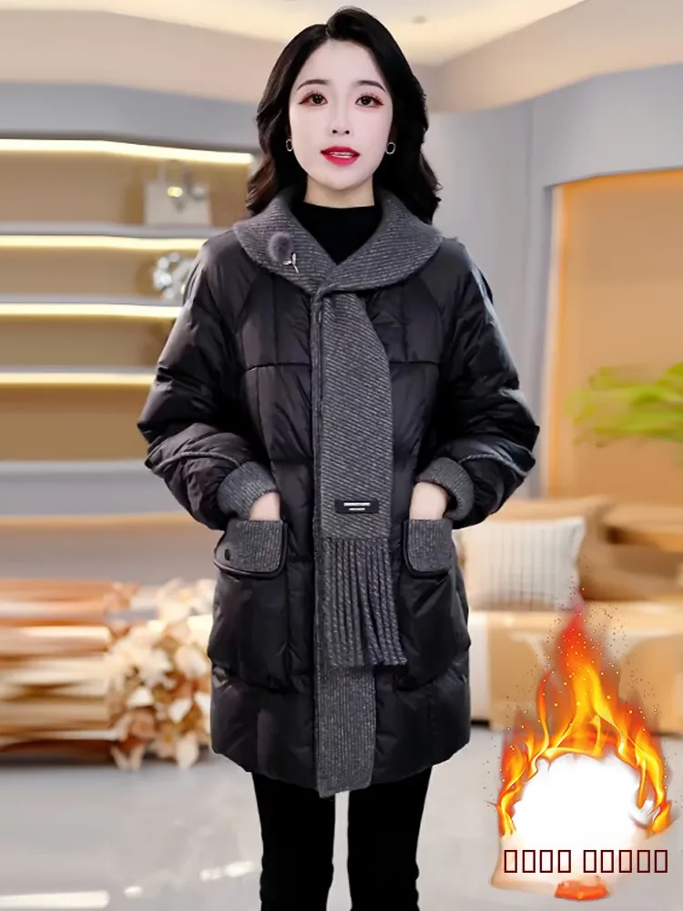 

Trendy Oversized Thiened Winter Jaet Women's 2026 New Mid-Length Fce-Lined Warm down Cotton Coat Korean Sle Commute