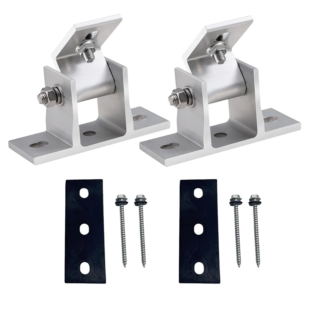 2 Pcs Aluminum Solar Panel Brackets Drill-Free Mount 15-30 Degree Angle Roof Solar Panel Bracket Rust Prevention with Tilt Legs