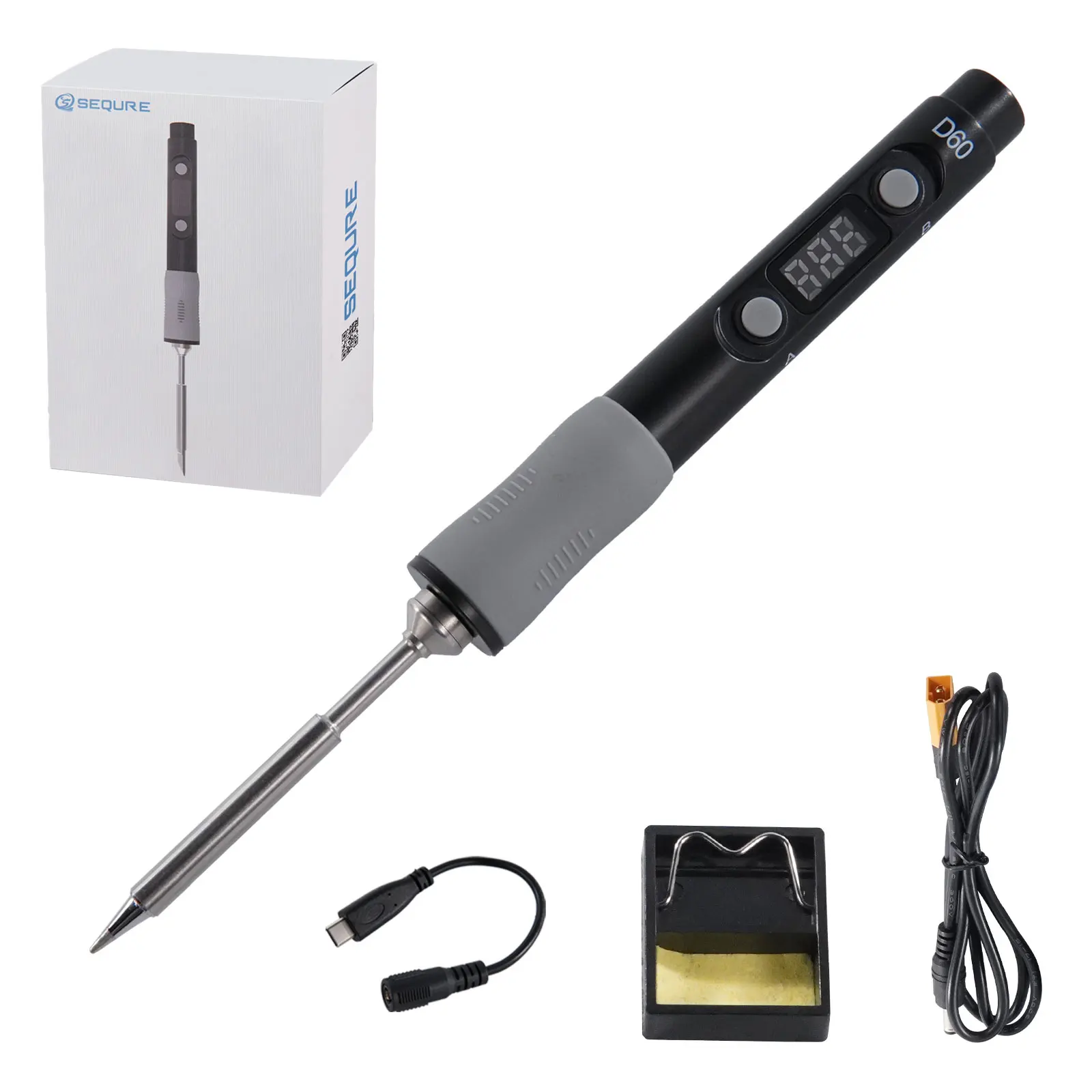 SEQURE D60B With XT60 Power Cable 60W Mini LED 12V 24V Portable Professional Sodering Iron Electronics Repair Kit