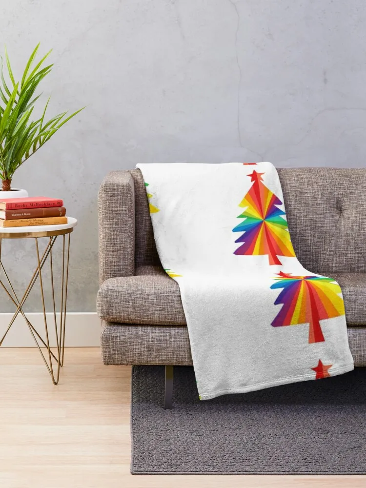 Rainbow Prism Pop Art Christmas Tree Throw Blanket Fashion Sofas Decorative Sofas Blankets