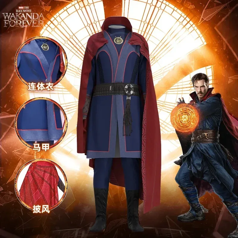 جديد 2025 بدلة الطبيب الغريبة للبالغين والأطفال أزياء البطل الخارق التأثيرية دكتور ستيفن طقم عباءة للهالوين كرنفال eqs9X