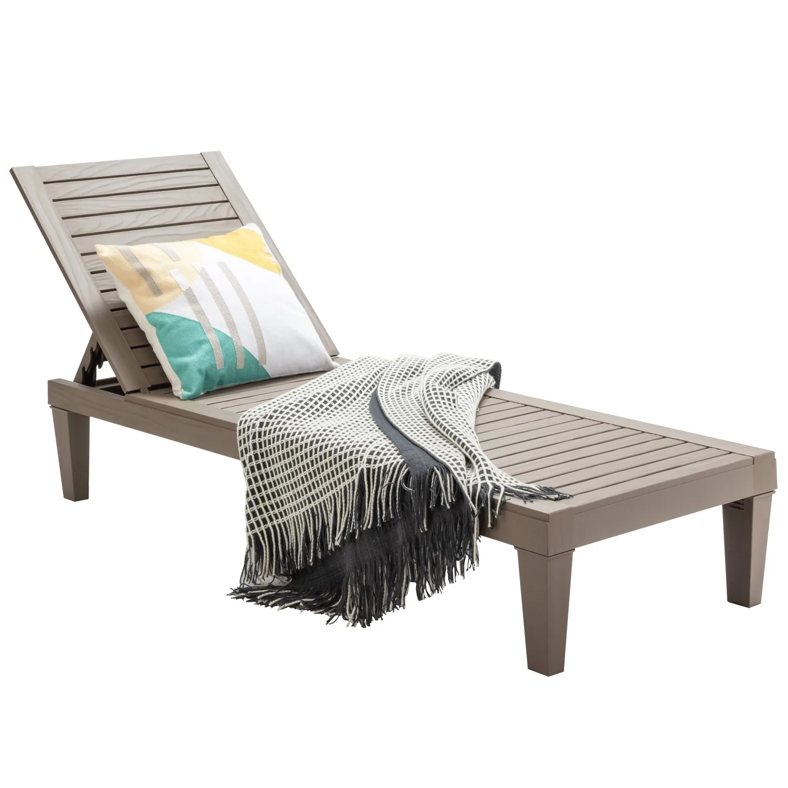 

Lounge Chair Chaise Recliner Weather Resistant Adjustable Garden Brown