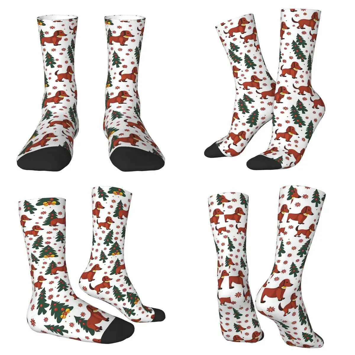 

Рождественские носки с рисунком собаки таксы, впитывающие пот носки в стиле Харадзюку, всесезонные длинные носки унисекс, подарки на День святого Валентина