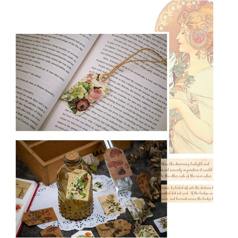 1pack Memo Tags Vintage Poetry Series 4 Optional Styles Journal Decor Labeling Cute Decoration