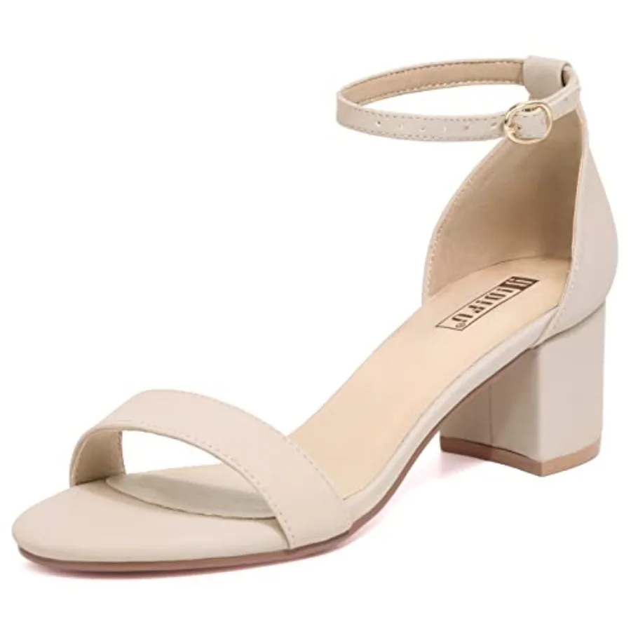

Women's Cookie-LO Low Block Heels Chunky Sandals Ankle Strap Wedding Dress Pump Shoes