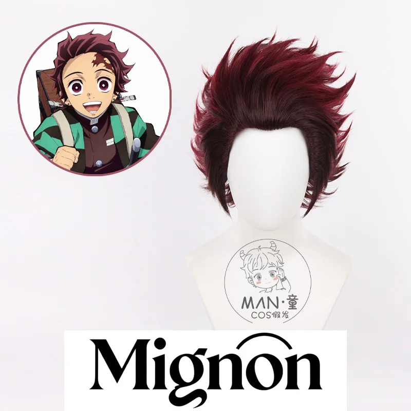 

Парик для косплея Demon Slayer Tanjiro Kamado, градиент, колючие зачесанные волосы на спине, подарок на Хэллоуин