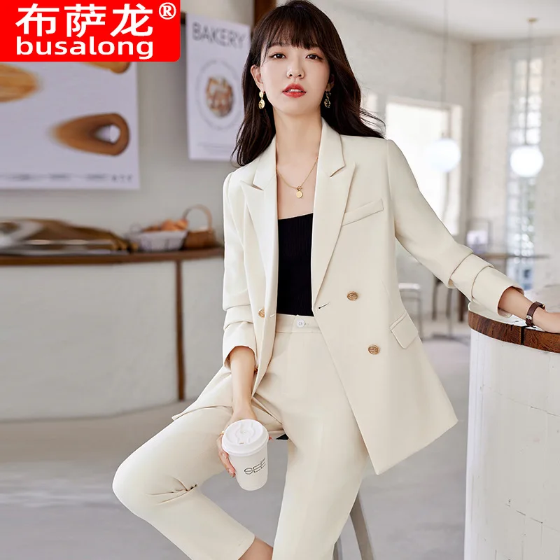 

High-End Navy Blue Suit Women's Spring and Autumn2024New Business Temperament Goddess Temperament Suit Jacket Overalls