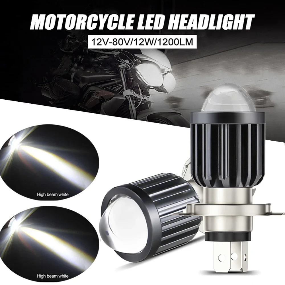 

H4 Motorcycle Headlight 6000K White 12W LED High/Low Beam Bulb Bright Fog Lamp Waterproof IP68 9-32V Aviation Aluminum 6063 Bulb