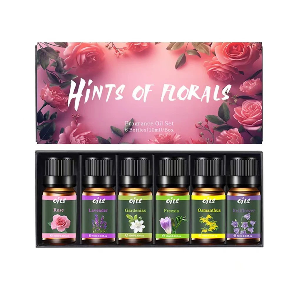 

Diffuser For Home Aromatherapy Gift Set 6 Therapeutic Essential Oils with Floral Scents Perfect for Diffuser Use