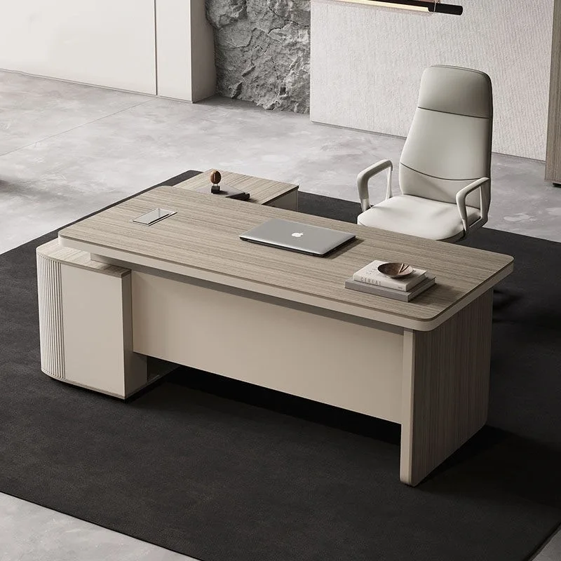 yjq small boss table light luxury high-end feeling with side cabinet office single supervisor simple modern desk