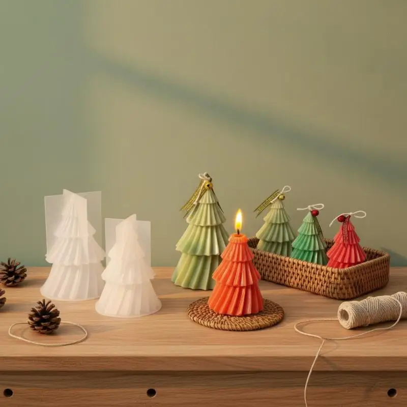 1 Stück Weihnachtsbaum-Kerzenform aus Silikon, DIY Weihnachtskerzen-Bastelset, Handgemachte Seife, Gips, Harz, Backzubehör, Weihnachtsgeschenk – Detail 1