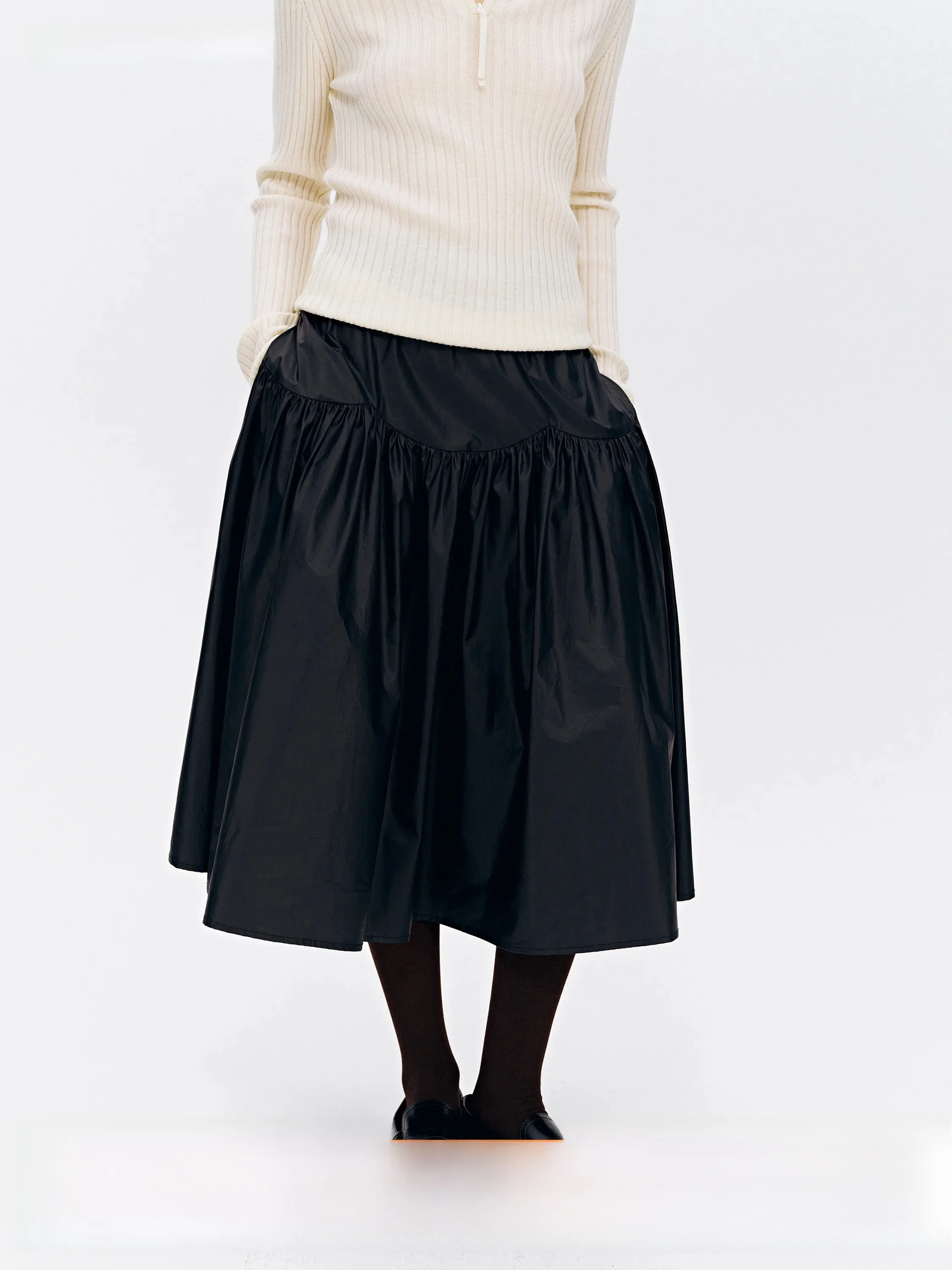 

SeeKSimple Pure Cotton Umbrella Skirt Front And Back Wear A-Line Half Skirt Fashionable Retro Wax Coating City Commute Women'...
