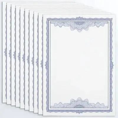 

10Pcs Certificate Paper Blank Printable Writable A4 Office Use Diploma Honor Award School Certificate Inner Paper