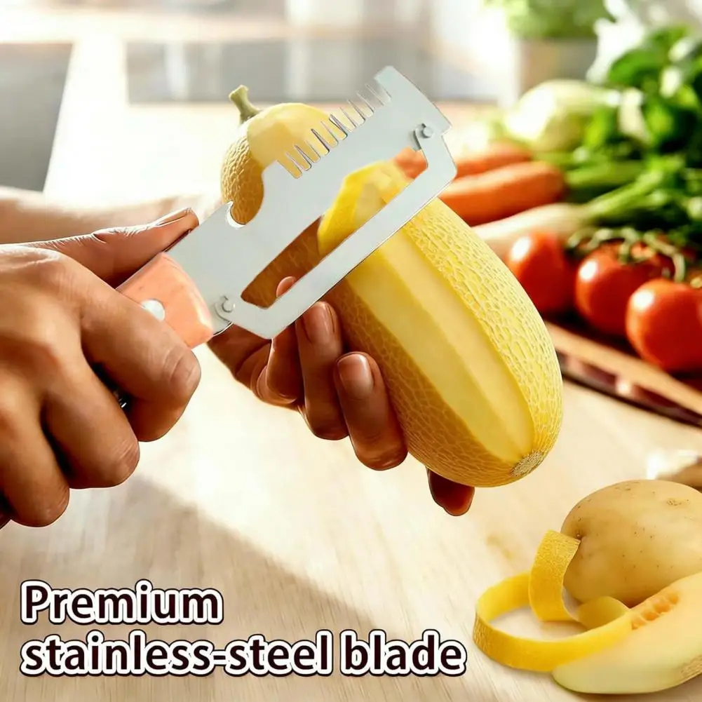 Vegetable Peeler with Ergonomic Handle 2-in-1 Fruit Peeler And Bottle Opener Wide Curved Blade Essential Kitchen Peeling Tool