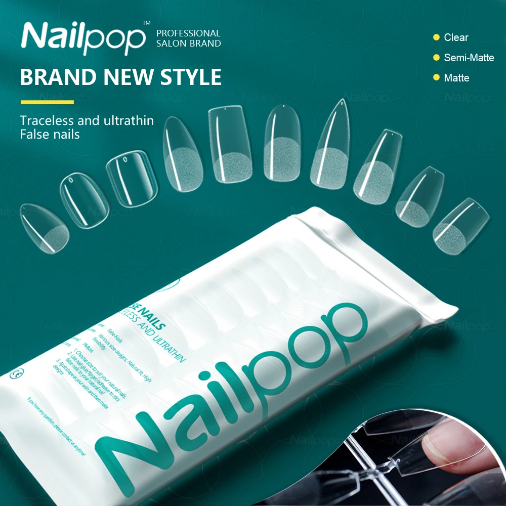 NAILPOP 120 sztuk sztuczne paznokcie akrylowe naciśnij na paznokcie trumna sztuczne paznokcie jasne sztuczne końcówki do paznokci do przedłużania narzędzie do Manicure