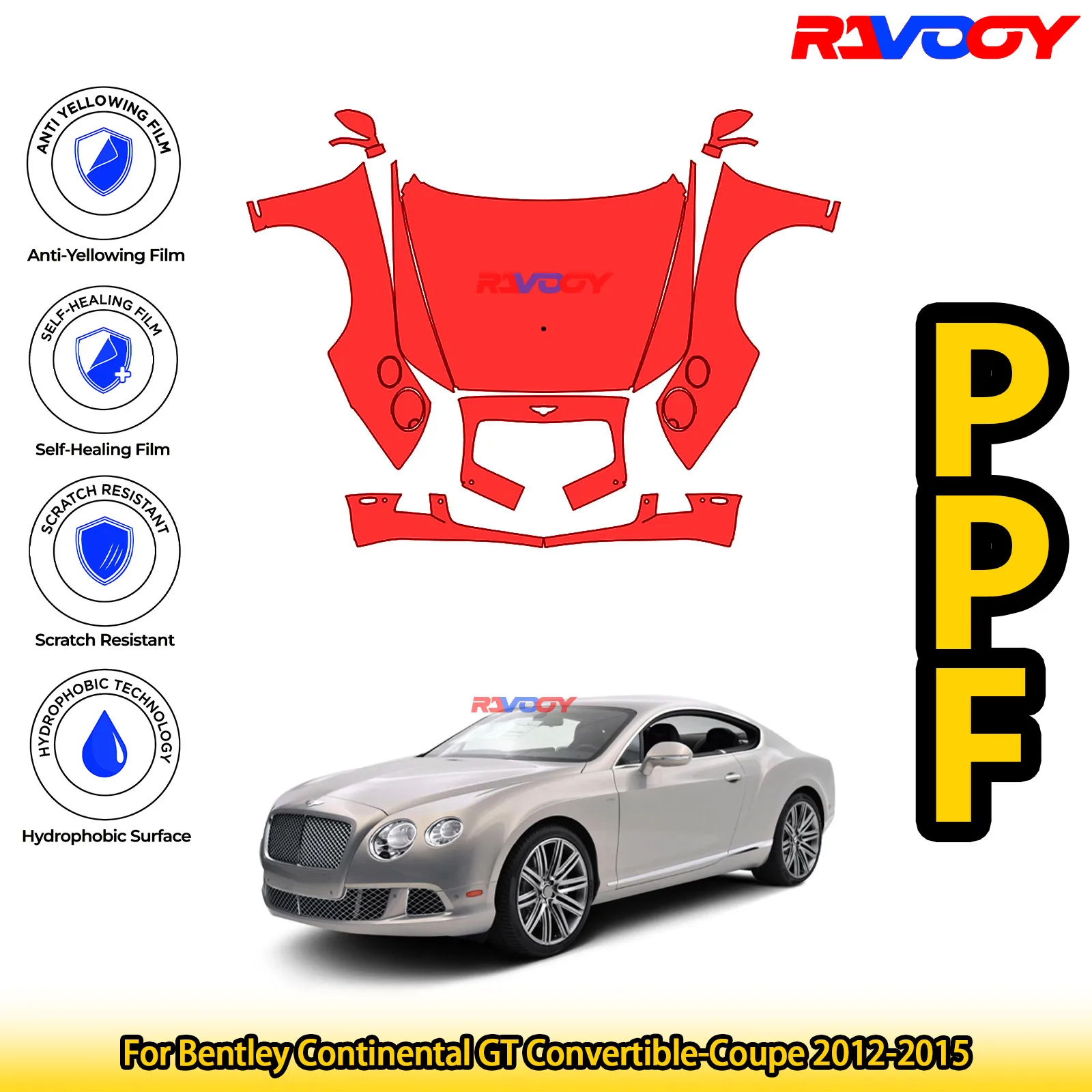 

Для Bentley Continental GT Convertible-Coupe 2012-2015 глянцевая матовая черная предварительно вырезанная передняя пленка PPF Kit для защиты краски