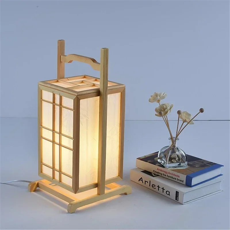Nordic Creative Wooden LED Desk Lamp Living Room Study Bedroom Bedside  Table Light Modern Art Decorative Lighting Fixtures