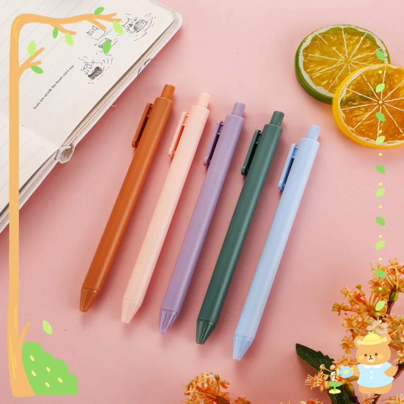 24 Pcs Morandi Macaron Press Neutral Pens Set Learning Stationery Office Signature Pen Creative Student School Supplies