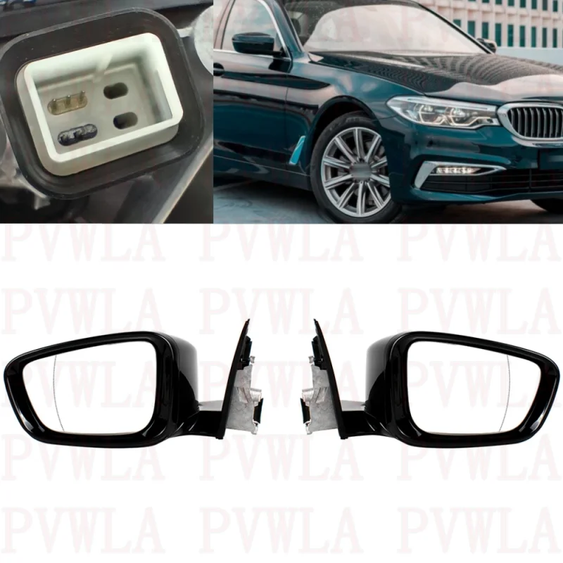 

Car Pair Black Painted Heated Power Adjust Blind Line Turn Lamp Rearview Mirror For BMW G30 G38 520 530 540 2017 2018 2019-2022