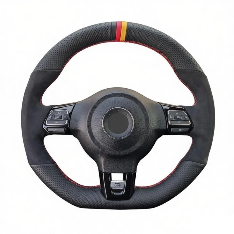 Suede Leather Car Interior Steering Wheel Cover for Volkswagen Golf 6 GTI MK6 VW Polo GTI Scirocco R Passat CC R-Line 2010