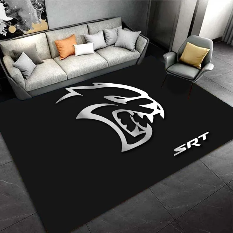 D-Dodge SRT Hellcat Challenger Logo Pattern Area Rugs for Living Room Bedroom Decoration Children Play Room Mat Anti-slip Carpet