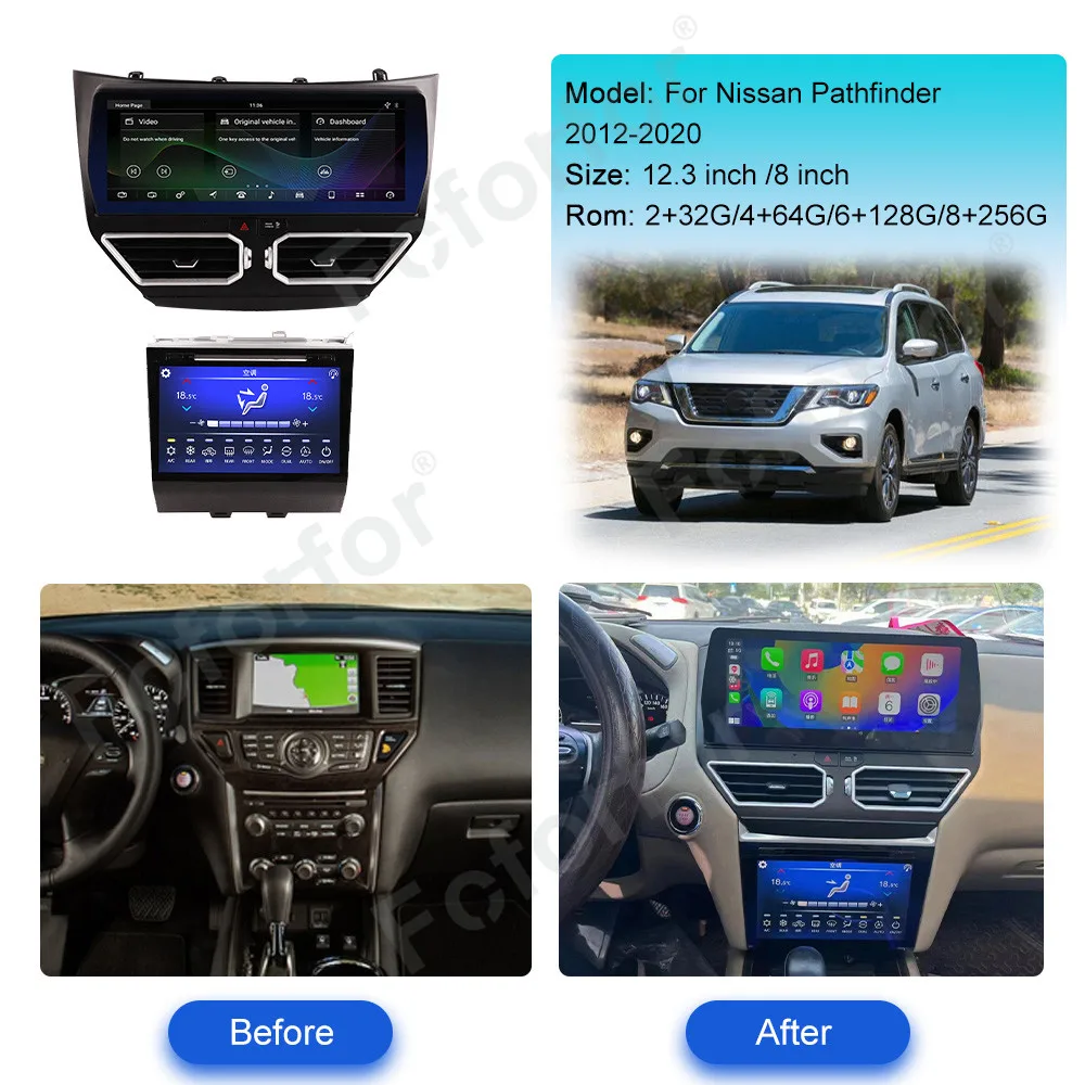 Air Conditional AC Board For Nissan Pathfinder 2012-2020 Car GPS Navigation Headunit Multimedia Player Auto Radio Screen Carplay