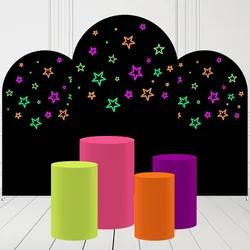 Mehofond Arch Covers Backdrop Neon Festaneon Star Decoration Adult Birthday Party Bright Neon Blue Orange Arched Cover Bakground