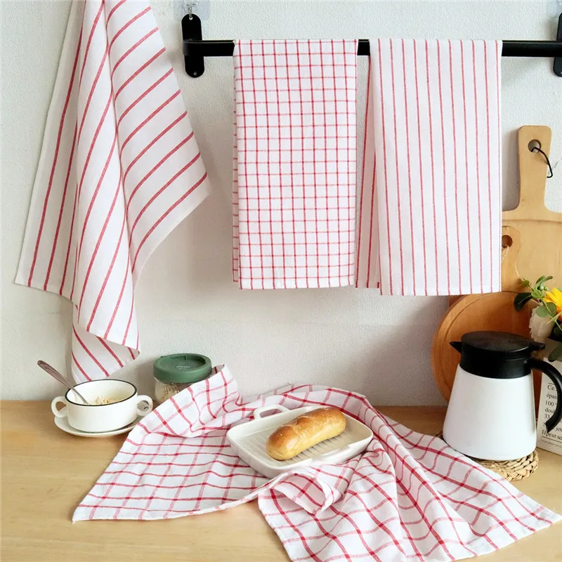 

4Pcs/set 50x70cm Classical Plaid Striped Cotton Tea Towel Kitchen Table Dinner Napkin Cloth Xmas New Year Decoration