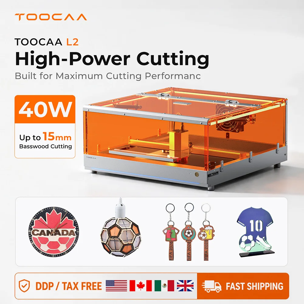 TOOCAA L2 40W Enclosed AI Laser Engraver Machine Class 1 Safety High Power Desktop Wood Acrylic Cutting Metal Engraving Business
