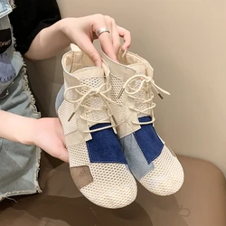 2024 Summer Sandals Single Boots Flat Short Tube Hollow Cutout Versatile Trend Mesh Boots Women's Boots Large 4142 women shoes