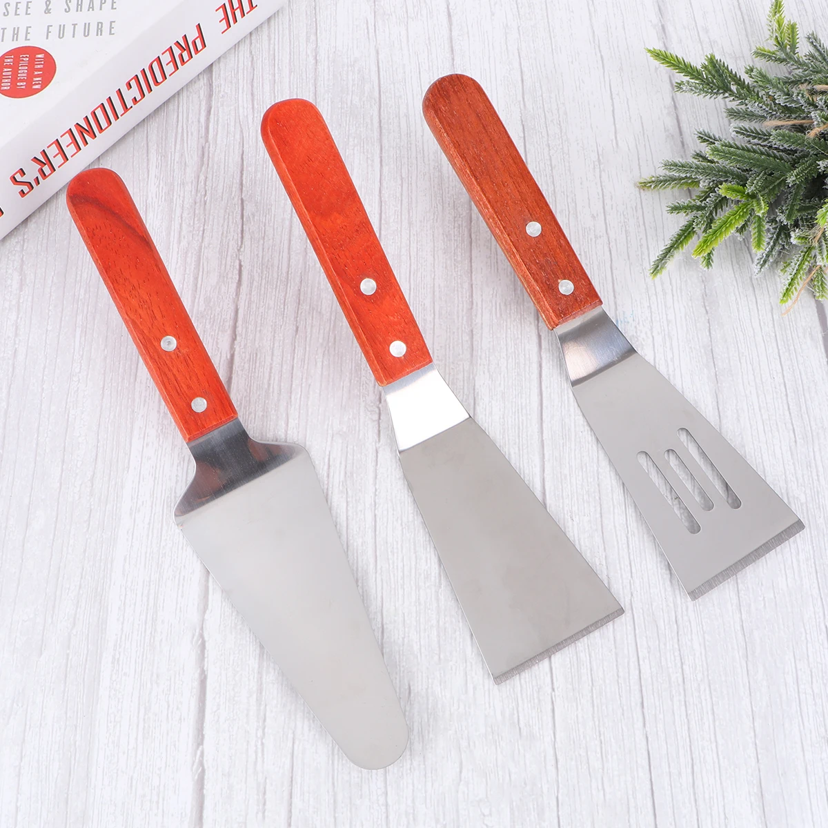 

3pcs Pizza Shovel Hollow Steak Spatula Triangle Frying Pancake Tool Kitchen Utensil Set Oil Draining Cooking Shovel For Burgers
