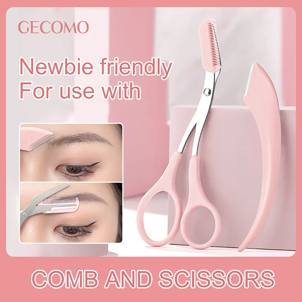 GECOMO Eyebrow Trimmer two-piece set Scratch-resistant Eyebrow Trimming Blade And Portable Eyebrow Scissors For Beginner