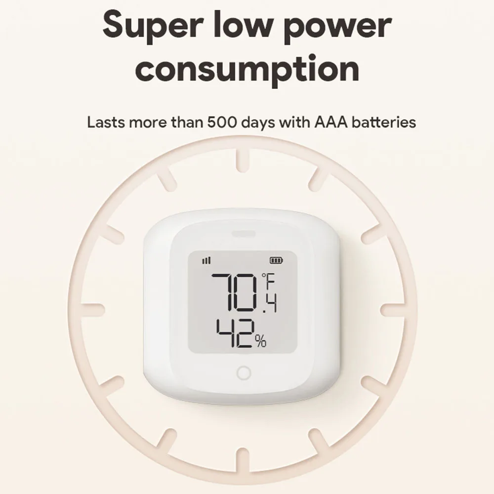 Controllo vocale Collegamento Smart Home Sensore di temperatura e umidità Mini termometro termoigromato con schermo LED ​ Sensore remoto