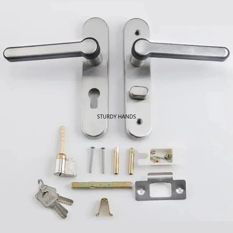 

1 комплект дверных замков для ванной комнаты из нержавеющей стали без ключа, одноязычные замки для спальни с двусторонней ручкой, аксессуары для фурнитуры