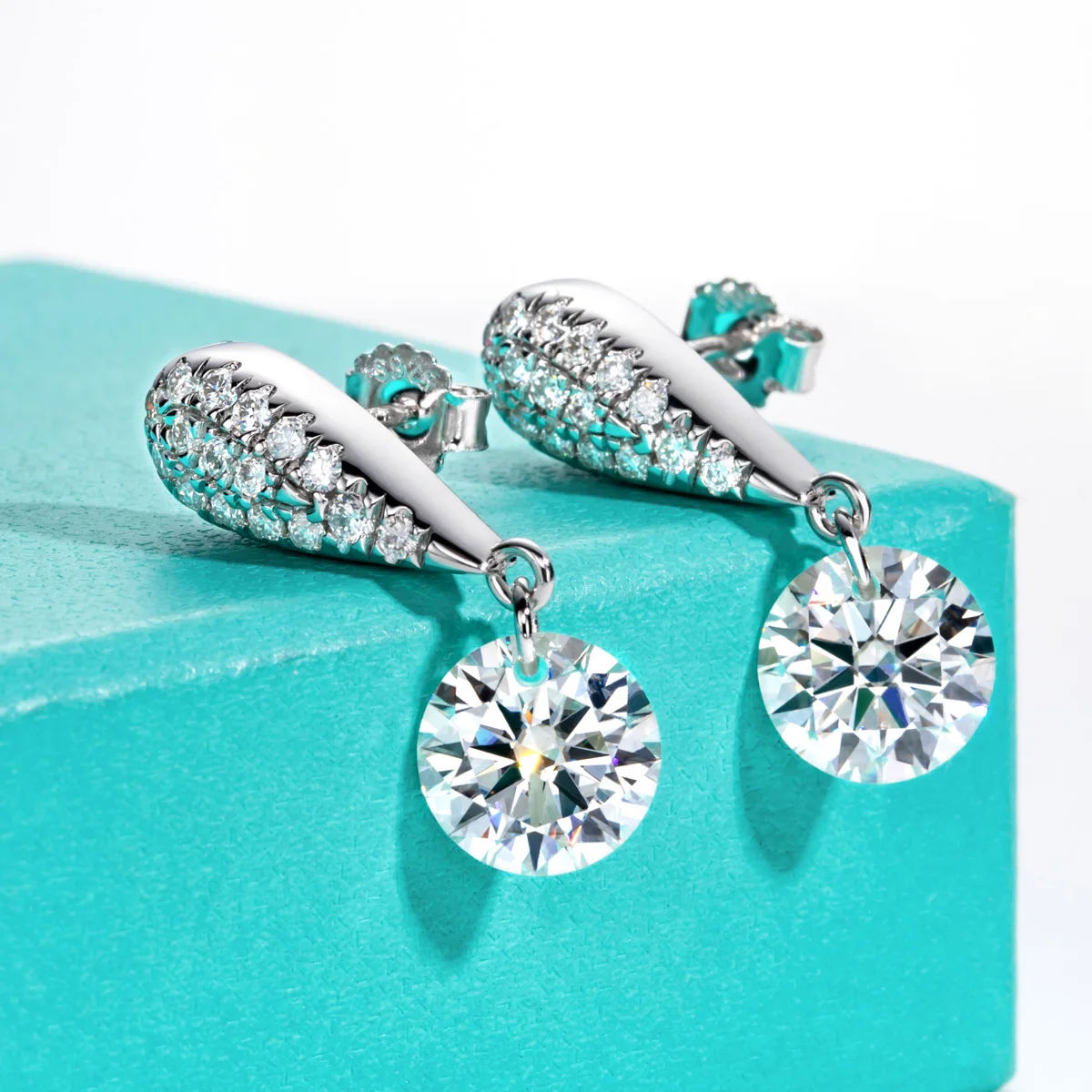 AnuJewel 6cttw D Color Moissanite Drop Earrings 18K Gold Plated 925 Sterling Silver Luxurious Stud Earring Women Gifts Wholesale