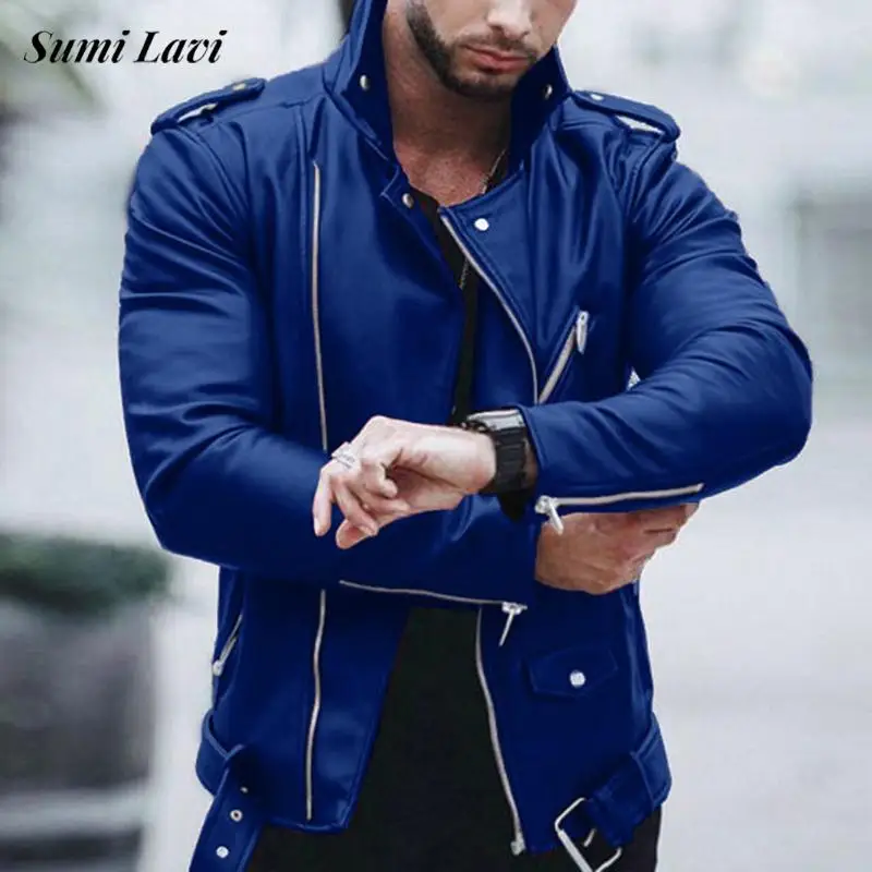 Winter Thickened Warm Solid Color PU Leather Coats Mens Daily Outdoor Slim Fit Lapel Zipper Jackets For Male Streetwear Vintage