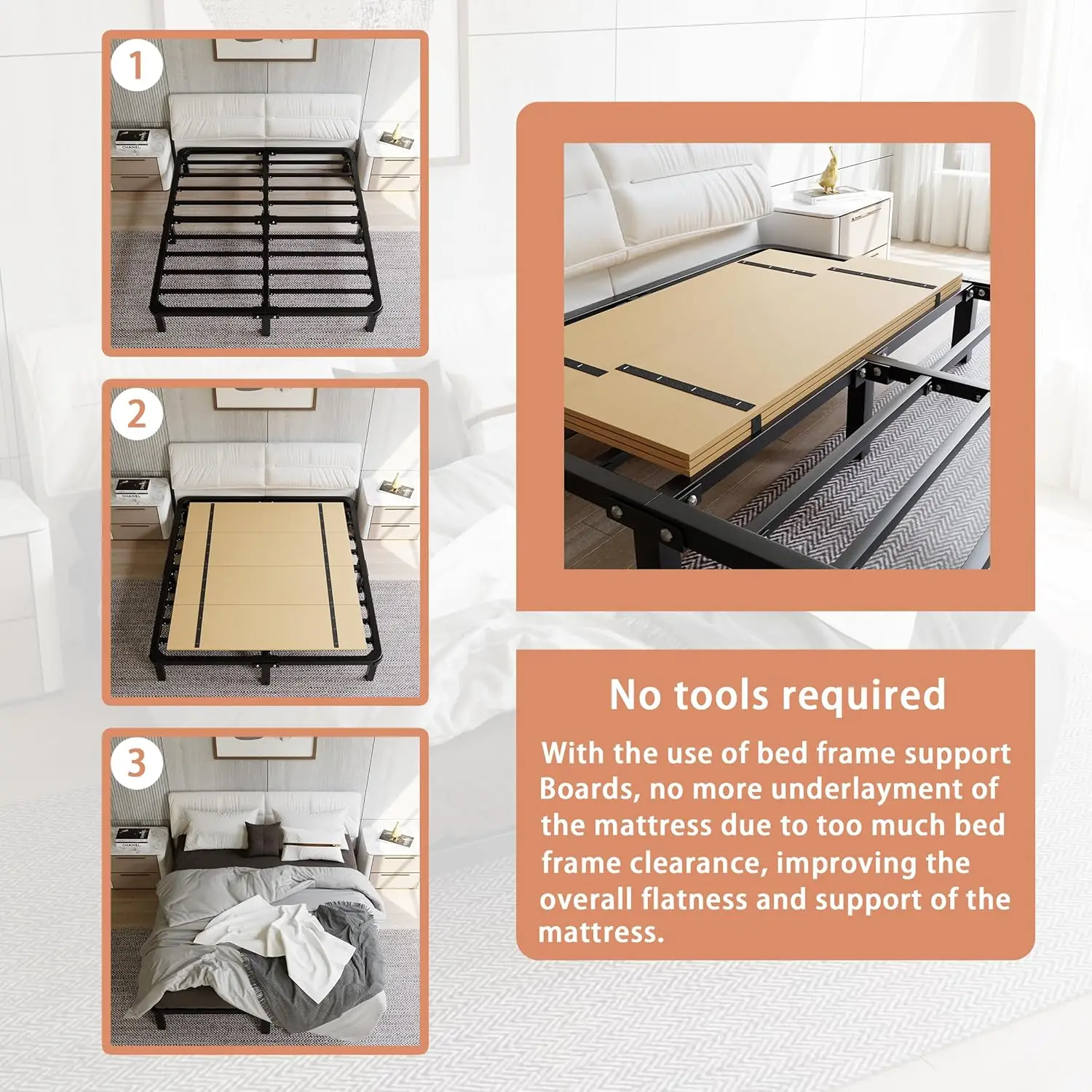 Foldable Box Spring, Bunkie Board, Bed Support Slats, Bed Boards for Under image 6