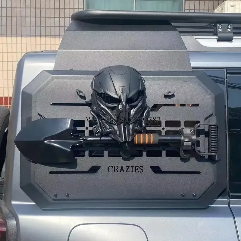 wmwmnu Rear Side Window Armor Mesh with Predator Mask and Shovel Mount for Haval H9