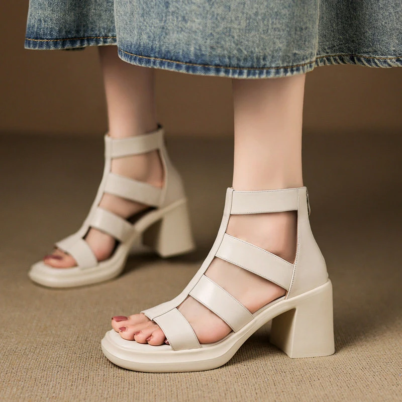 

Women High Heels Rome Sandals Platform Shoes Fashion Chunky Woman Slippers 2026 Summer New Zip Pumps Casual Walking Sandalias