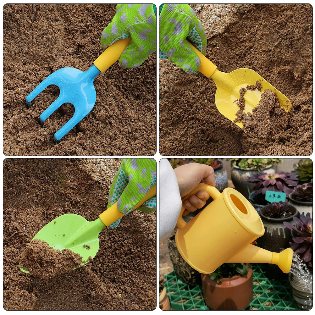 

1 set Kids Gardening Tools Set Mini Shovel Rake Watering Can For Children Planting Outdoor Sand Play Beach Digging Little