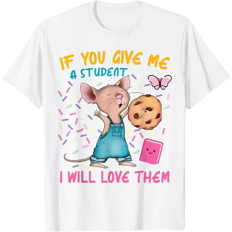 Men's Relaxed Fit Light Breathable Casual Short-Sleeve T-Shirt - Mouse Teacher Graphic Top with 